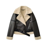 Fongt Women's Clothing 2025 New Large-Clip Women's Style Thick Locomotive Leather Fur Coat