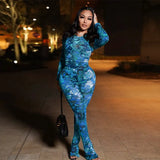 Fongt Women's 2023 Spring/Summer New Fashion Net Yarn Printed Pants Casual