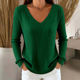 Fongt Sheintemu Autumn And Winter Long Sleeve V. Collar Pit Sweater New Burst