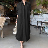 Elegant Women Shirt Dress Spring Fashion Long Sleeve Buttons Down Vestidos Chic Casual Office Ladies Solid Sundress