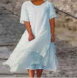 Fongt Fashion And Casual Double-Edecker Short-Sleeved Round Dress