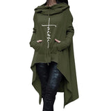 New Faith Letter Embroidered Long Hoodies Women Long Sleeve Irregular Hem Pocket Sweatshirt Female Plus Size Pullover