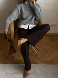 Fongt Lazy Wind Wool Sweater Woman 2025 Dress Bag Loose Knitted Shirt Long-Sleeved Top