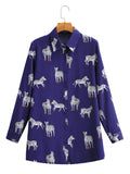 Fongt Women's New Long-Sleeved Animal Zebra-Print Shirt 21006
