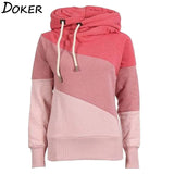 Hoodie Sweatshirts 2020 Autumn Winter Fahion Patchwork Long Sleeve Plus Size Ladies Pullovers Casual Warm Hooded