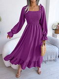 Shooting 2025 Spring And Summer Leisure Side Horn Sleeves Big Swing Lotus Leaf Side Dress Women's