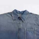 New Denim Loose Single Bag Decorated Short Dress 3607282-Outfit