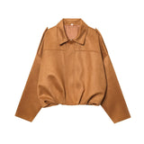 Fongt New Fashion Temperament Imitation Leather Effect Bomber Jacket 4344655