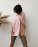 Summer Cotton Loose Sets Women 2021 Oversized Two Pieces T Shirts and High Waist Knitted Shorts Outfits