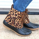 Boots Lady Duck Boot With Waterproof Zipper Rubber Sole Women Rain Boots Lace Up Ankle Shoes Fur Winter Women