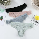 Sexy Women's Cotton G-String Thongs Panties Solid Lace Underwear Women Briefs Lingerie Underpants Ladies Low Rise