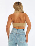 Fongt Women's Triangle Irregular Vest Pure Sexual High-Collar Knitted Back Sleeveless Top Woman