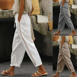 Fongt Spring And Summer Wish New Casual Lace Hollow Splicing Nine-Point Trousers