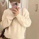 New Loose Retro Sweater Female Korean Version Lace Round Collar Warm Wind Bottom Top Girl-Outfit