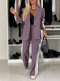 Fongt Casual Black And White Striped Suit Suit Women's Clothing