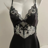 Fongt And Summer Sexy Pajamas Women Ice Silk Spliced Lace Sling With Chest Cushions Pyjamas Pure Spring And Summer
