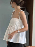 Backless Cross Lace Up Camisole Tops 2024 Summer New White Vest for Women Y2k E-Girl Strapless Ruched All-match Tank Top-Outfit