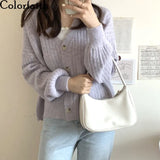New 2021 Autumn Winter Women's Sweaters V-Neck Buttons Cardigans Casual Fashionable Korean Ladies Knitwears