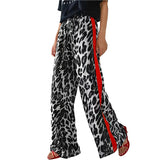 Fongt Spring And Autumn Women's Net Red With The Same Leopard Print Splicing Temperament Loose-Legged Trousers
