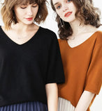 Sweater 2020 New Female V-neck Short-sleeved Knitted Pullover Jumper Pull Femme Clothes Loose Designer