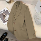 Fongt 2024 New Khaki Blazer Female Retro British Style Advanced Design Sense Versatile Small Suit-Outfit