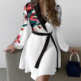 Fongt Women's Clothing 2025 New Temperament Commuting Collar Tie With One-Color Long-Sleeved Dress