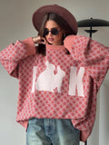Fongt Trend Design Knitted Bunny Sweater Spring And Autumn Lazy Wind Loose Leisure Women