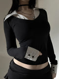 Fongt Storm Point Print Collar Long-Sleeved T-Shirt Girl 2025 Fall Ins Repair New Model