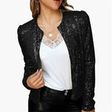 Fashion Ultrashort Sequins Jacket Women Small Coat Spring Autumn Thin Cardigan Top Lady Streetwear Outerwear Casual