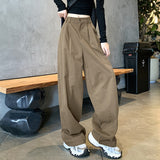 Fongt Workwear Trousers Women's Summer Thin 2025 New High-Waisted Leisure Sports Broad-Legged Trousers