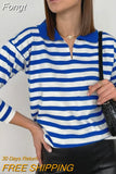 Casual Striped Sweaters Women Turn-down Collar 2023 Winter Autumn Long Sleeve Knitted Tops Female Loose Pullovers