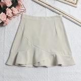 Fongt Shooting Small Lotus Leaf Side Fishtail Short Skirt Anti-Light High-Rise Thin A Word Bag Hip Skirt 8191