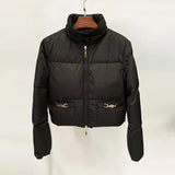 QUALITY Newest 2023 Winter Designer Fashion Women's Slim Fitting White Duck Down Cropped