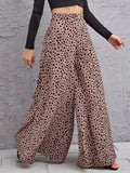 Fongt Version Of 2025 New Spring And Summer Loose High-Waisted Leopard Pattern Broad Leg Trousers