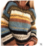 Fongt And Winter Rainbow Loose Fashion Jacket Sweater Casual Warm Knitwear Women's