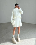 Fongt Winter New Solid Color High-Collar Lazy Knitwear Design Skirt Dress Suit