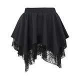 Summer Sexy Pure Black Slim Spice Girl In Irregular Skirt Spider Web Skirt-Outfit