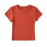 Trendy Women's Dress Slim And Show Thin Round Neck Short Style Navel Bottomed Blouse Net Version Of Solid Color Short-Sleeved T-Shirt-Outfit
