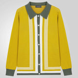 Fongt Men's Spring And Autumn New Men's Long Sleeves Knits Striped Business Men's Polo