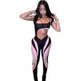 Fongt Women's Autumn And Winter Crash Striped Print Sports Tight Feet Tight Waist Leisure