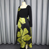 Fongt Collar Long-Sleeved Collared Dress With Colorful Dress Elegant Body-Repair A Party Evening Dress Dress Dress
