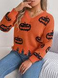 Fongt Shooting Autumn And Winter Halloween Bumpy Pumpkin Cut Long-Sleeved Jacket Sweater Women's Clothing