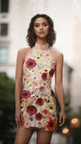 Women's Embroidered Three-Dimensional Flower Hanging Neck Dress Dress Dress