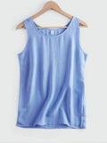 Women's Blouses Cotton and Linen Sleeveless Tops Shirt Female O Neck Summer Solid Green Tunic Blouse Basic