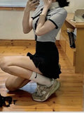 Style Small Pure Style Suit Female JK Uniform Shirt Summer Short Waist Short Skirt Two-Piece Suit-Outfit