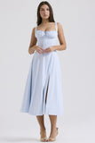 Fongt New Sexy Bare Back Sling Dress Holiday Breeze Flower Fork Long Skirt
