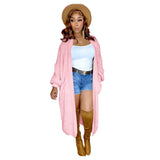 Fongt New Women's Pure Color Casual Sweater Cardigan Long Coat-Outfit