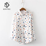 Arrival Women Multicolor Love Heart Painting Print Long Sleeve White Shirt Turn-Down Collar Blouse Chic Top
