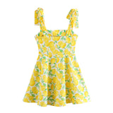 New Blended Print Suspender Mini Dress 0387087-Outfit