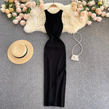 Fongt Women's Summer New Sexy Kinesith Heart-Scuttered Fashion Two-Pin Knitted Dress